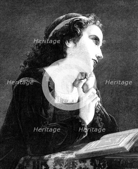 "Meditation," by P. A. Cot, from a photograph published by Messrs. Goupil and Co., 1872. Creator: William Hollidge.