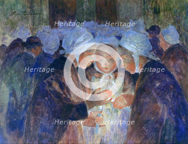 'Young People from Breton before a Procession', c1884-1930. Artist: Fernand Loyen du Puigaudeau