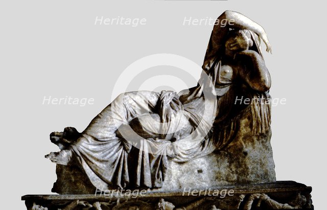 Sleeping Ariadne', daughter of Minos and Pasiphae, Greek Sculpture copy of an Hellenistic original.