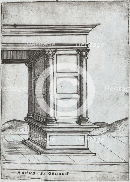 Arcus in Provincia, from a Series of Prints depicting (reconstructed) Build..., Plate ca. 1530-1550. Creator: Master GA.