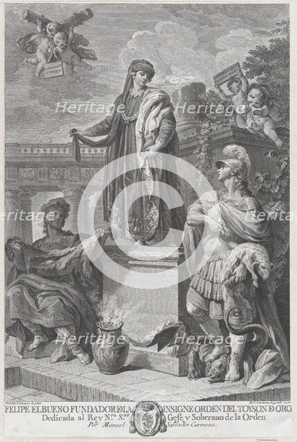 Allegorical portrait of Felipe el Bueno (Philip the Good Duke of Burgundy) founder of the ..., 1778. Creator: Manuel Salvador Carmona.