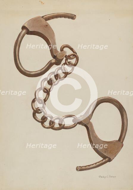 Shackles or Leg Irons, c. 1937. Creator: Gladys C. Parker.
