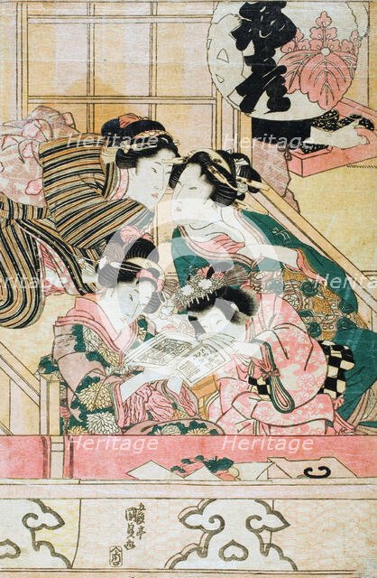 Young Women in a Theater Balcony, c1820s. Creator: Utagawa Kunisada.
