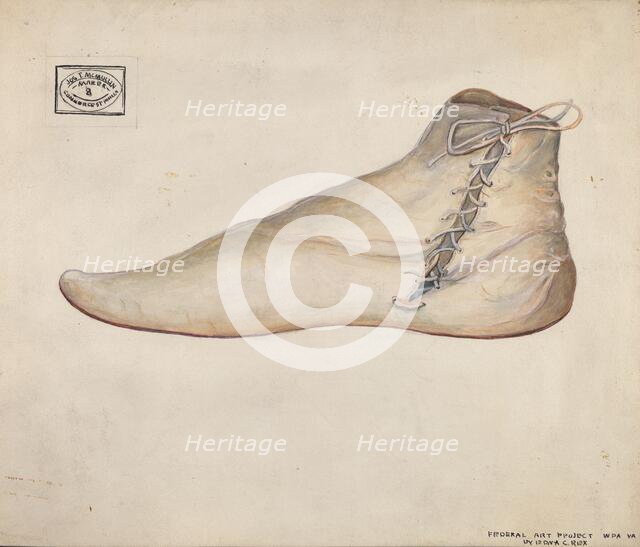 Wedding Shoe, c. 1937. Creator: Edna C. Rex.