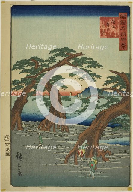 Maiko Beach, Banshu Province (Banshu Maiko no hama) from the series "One Hundred Famous Vi..., 1859. Creator: Utagawa Hiroshige II.