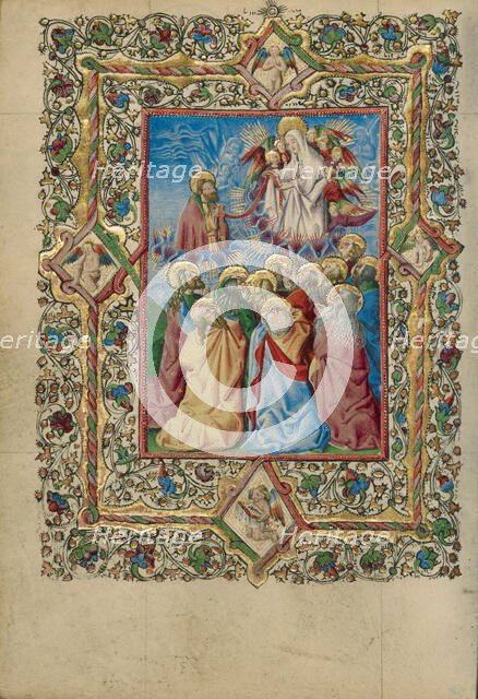 The Assumption of the Virgin and Saint Thomas Receiving the Virgin's Girdle, about 1460. Creator: Unknown.