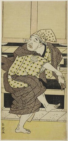 The Actor Asao Tamejuro I as Drunken Gotobei Doing a Sambaso Dance (Goto..., c. 1790. Creator: Katsukawa Shun'ei.