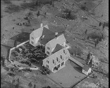 Aerial View of the American Aviator Charles Augustus Lindbergh's House During a Kidnapping..., 1930s Creator: British Pathe Ltd.