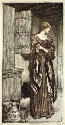 'Sieglinde prepares Hunding's draught for the night', 1910.  Artist: Arthur Rackham