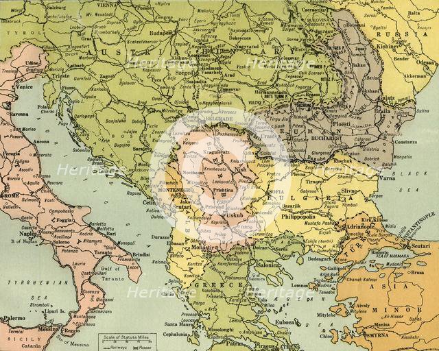 'Map To Illustrate the Eastern Battle Fronts', 1919. Creator: George Philip & Son Ltd.