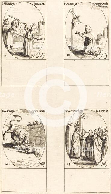 St. Abundius; St. Galbertus; St. Marciana; St. Anacletus. Creator: Jacques Callot.
