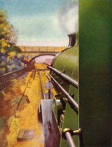 'A Clear Road from the cab of a Southern Railway "Atlantic" locomotive', 1935. Creator: Unknown.
