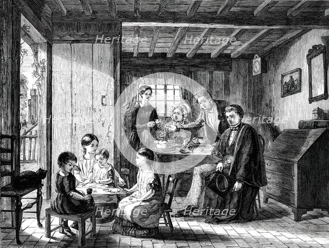 Royal Academy Exhibition - No. 597 - "Contentment", painted by A. Rankley, 1850. Creator: Smith & Cheltnam.