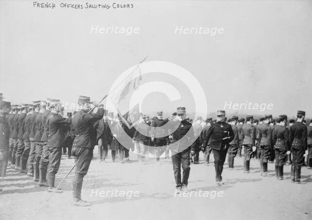 French officers saluting colors, between c1914 and c1915. Creator: Bain News Service.
