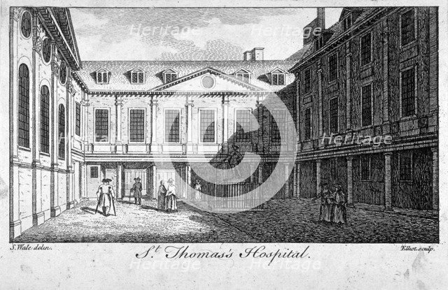 Middle court of St Thomas's Hospital, Southwark, London, c1750.            Artist: William Elliot