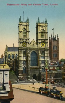 'Westminster Abbey and Victoria Tower, London', c1930. Artist: Unknown.