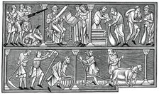 Scenes of medieval life, 13th century, (1870). Artist: Unknown