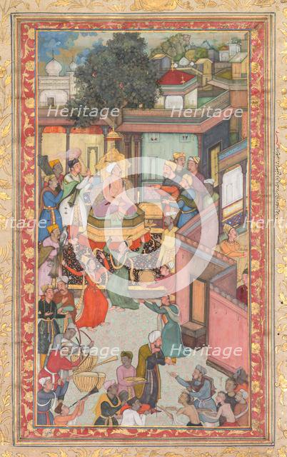 Circumcision ceremony for Akbar’s sons, painting 126 from an Akbar-nama (Book of Akbar)…, c. 1602-3. Creator: Dharam Das (Indian, active c. 1580-1605), attributed to.
