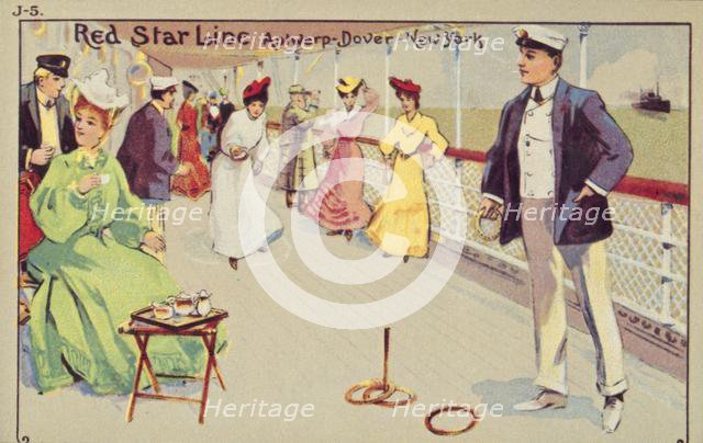 Peg quoits on board a Red Star Line passenger ship, 1907. Creator: Unknown.
