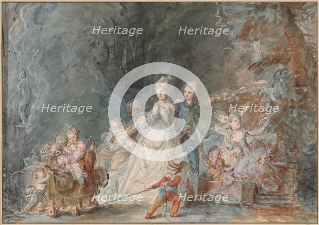 Family Promenade in the Park, 1765/1766. Creator: Pierre Antoine Baudouin.