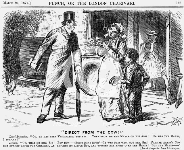 Direct from the Cow!, 1877.  Artist: Charles Samuel Keene