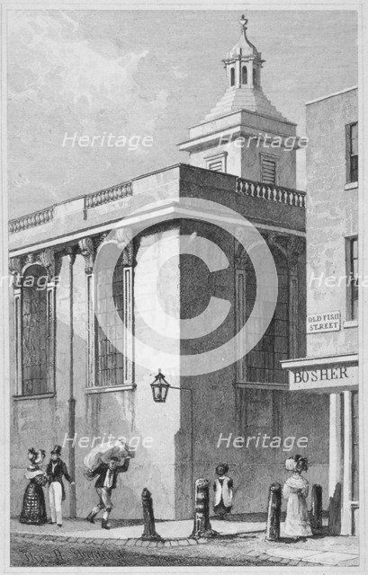 Church of St Mary Magdalen, Old Fish Street, City of London, 1831. Artist: William Wilkinson