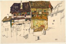 Old Houses in Krumau, 1914. Artist: Schiele, Egon (1890–1918)