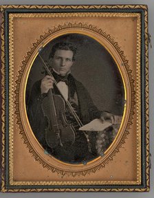 Untitled (Portrait of a Man Holding a Violin and Bow), 1853. Creator: J. P. Lusenring.