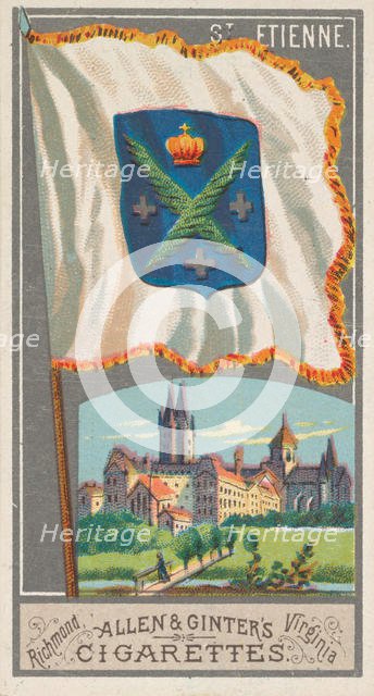St. Etienne, from the City Flags series (N6) for Allen & Ginter Cigarettes Brands, 1887. Creator: Allen & Ginter.