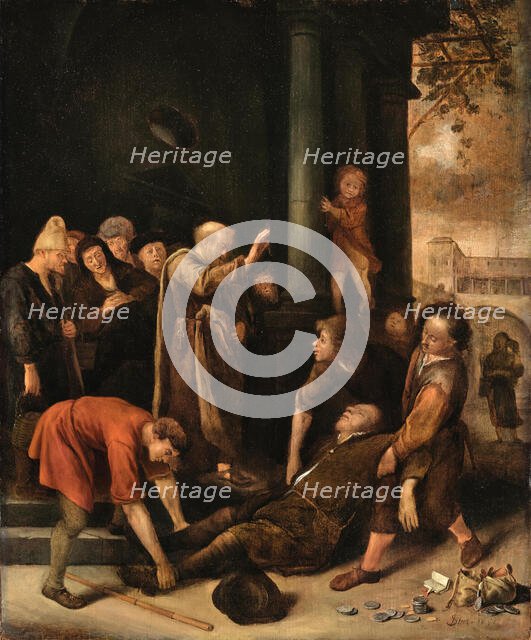 Death of Ananias, 1651. Creator: Steen, Jan Havicksz (1626-1679).