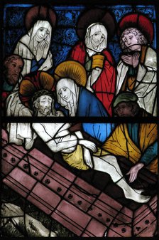 Stained Glass Panel with the Entombment, German, 15th century. Creator: Unknown.