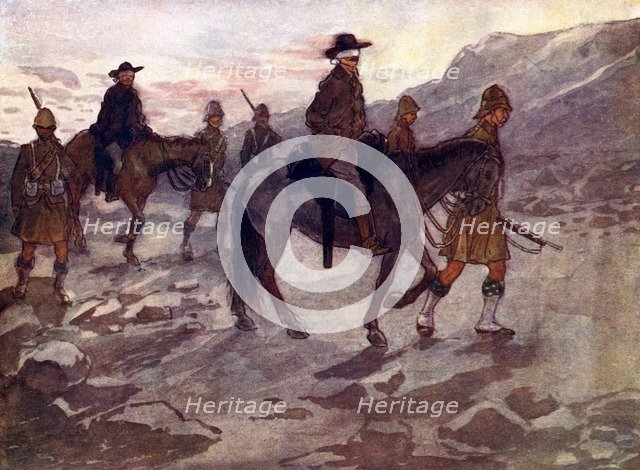 'The Boer leaders were blindfolded and guarded by soldiers of the Black Watch', 1902, (1905).Artist: A S Forrest