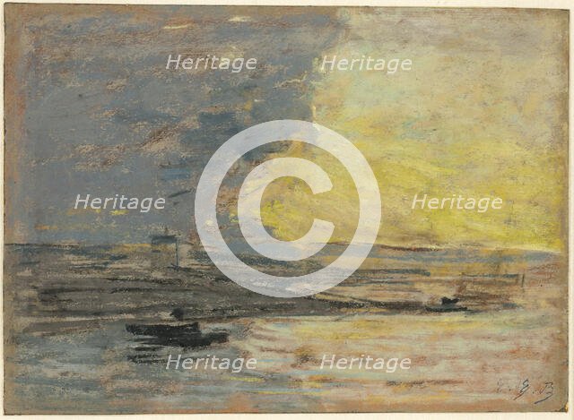 Seaside, Port of Honfleur, c. 1860. Creator: Eugene Louis Boudin.