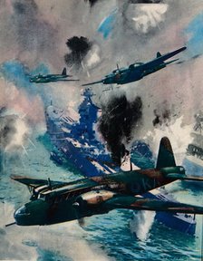 The first British air aggressive action of the war, the raid on Kiel, 1940. Artist: Unknown