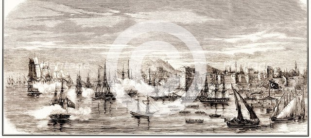 The Battle of Sinop on 30 November 1853, Mid of the 19th cen.. Artist: Anonymous  