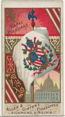 Papal Standard, from Flags of All Nations, Series 1 (N9) for Allen & Ginter Cigarettes Bra..., 1887. Creator: Allen & Ginter.
