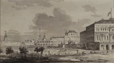 Moscow Kremlin before the construction of the Grand Kremlin Palace, 1817. Artist: Vorobyev, Maxim Nikiphorovich (1787-1855)