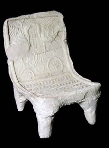 Model terracotta chair from Ur with relief design of two birds. Artist: Unknown