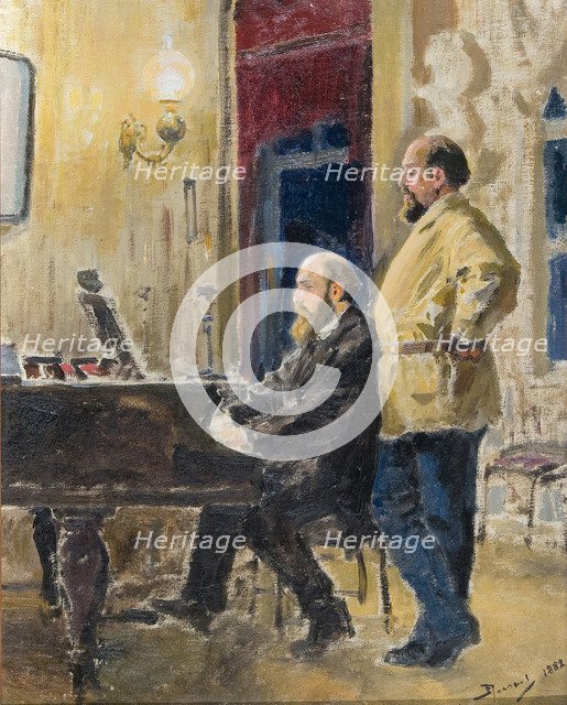 Pyotr Antonovich Spiro at piano and Savva Mamontov, 1882.
