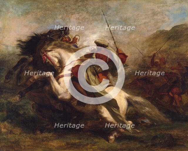 Collision of the Moorish Horsemen, 1843-1844. Creator: Eugene Delacroix.