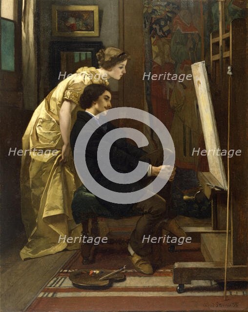 The Painter and His Model, 1855. Creator: Alfred Stevens.
