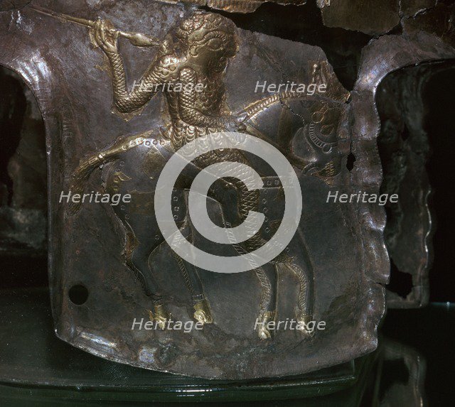 Detail of a silver and gilded Thraco-Getic helmet, 4th century BC. Artist: Unknown