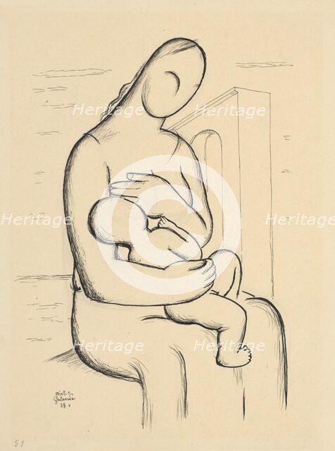 Nursing mother with architecture in the background, 1928-1932. Creator: Mikulas Galanda.