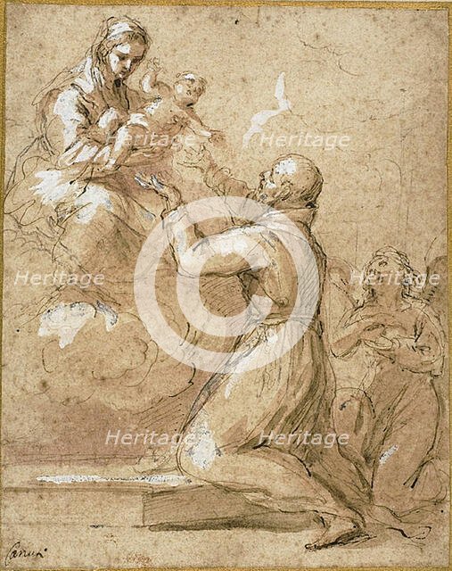 Virgin and Child Appearing to Saint Cajetan of Thiene, 1681/82. Creator: Domenico Maria Canuti.