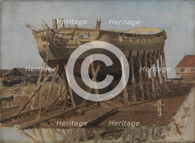 A Corvette on the Stocks. Copenhagen, 1828. Creator: CW Eckersberg.