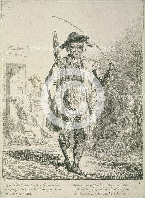 Stick seller, Cries of London, 1760. Artist: Paul Sandby