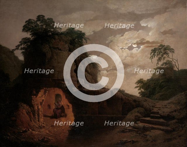 Virgil's Tomb by Moonlight, with Silius Italicus Declaiming, 1779. Creator: Joseph Wright of Derby.