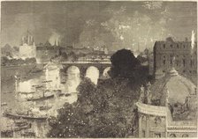 Le 14 Juillet. Illumination de la Seine du Pont Neuf au Pont au Change, 1882. Creator: Auguste Lepere.