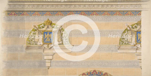 Design for Upper Wall Decoration, Farnborough, England, 1880-86. Creators: Jules-Edmond-Charles Lachaise, Eugène-Pierre Gourdet.