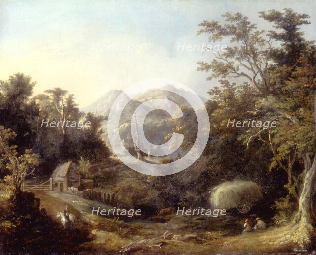 Landscape with Farm and Mountains, 1832. Creator: Charles Codman.